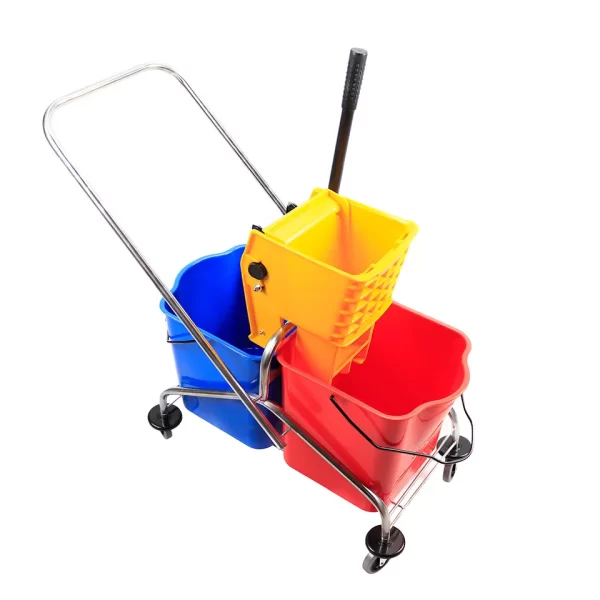 Double Mop Trolley with Wringer - 60L - Image 2