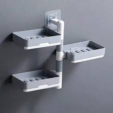 3 Layer Rotating Drain Soap Holder Rack Wall Soap Box