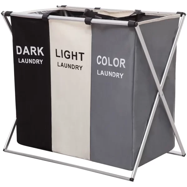 3 compartment foldable laundry basket