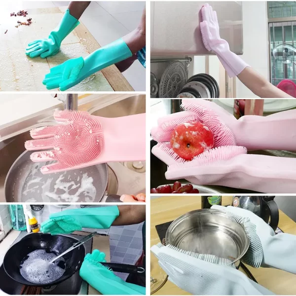 Silicon Rubber Washing Gloves with Needle Bristles - Image 4