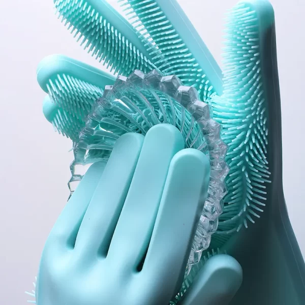 Silicon Rubber Washing Gloves with Needle Bristles
