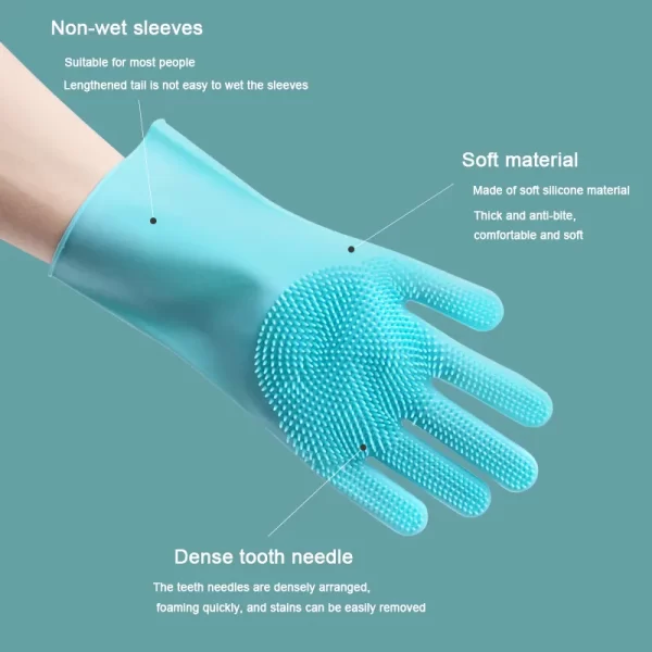 Silicon Rubber Washing Gloves with Needle Bristles - Image 6