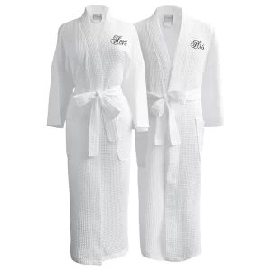 white cotton bathrobe