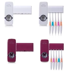 Toothpaste Dispenser + 5 PCS Toothbrush Holder