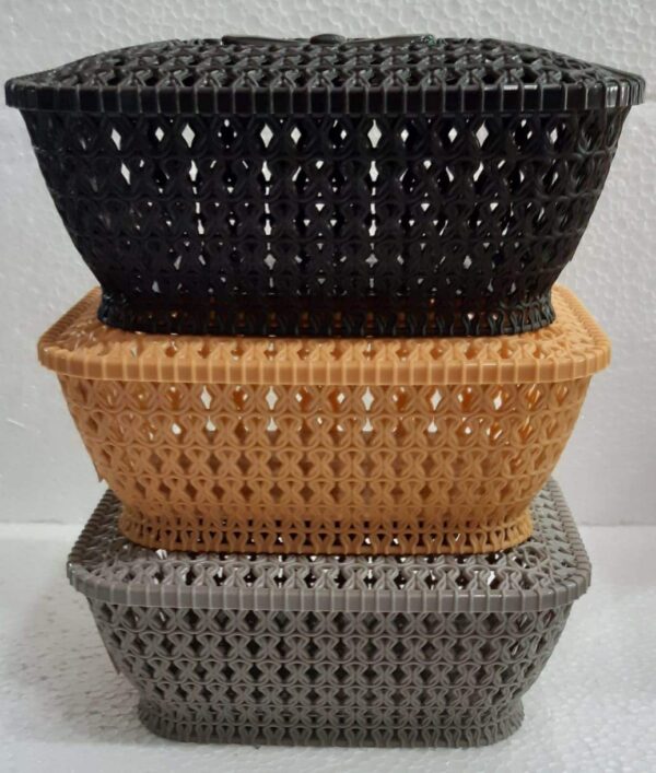 3 Plastic Luxor Basket With Lid
