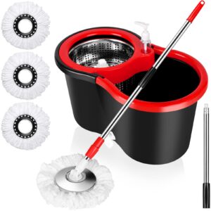 Metallic Spin Mop With Wheels and Extra Mop Cloth