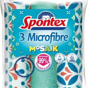 Spontex Mosaik Microfibre Cloths Pack of 3 Pieces