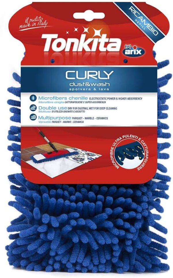 Tonkita Curly Microfiber Flat Mop Refill Blue 1 Piece