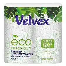 Velvex Eco Friendly Premium Kitchen Towel 2 Rolls White
