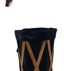Black Laundry Basket With Foldable Wooden Stand