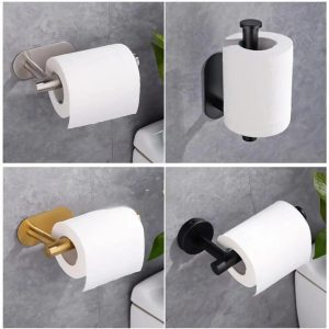 Adhesive Toilet Roll Paper Holder Organizer Wall Mount