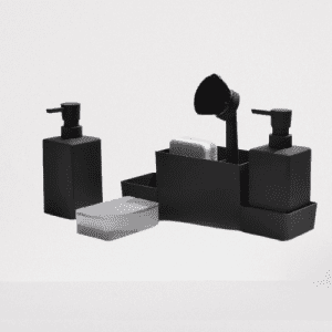 Matte Black Kitchen Soap Dispenser With Sponge Holder Set