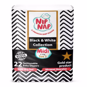 Nipnap Black & White Fashionable Diapers Mid Count Midi 22S