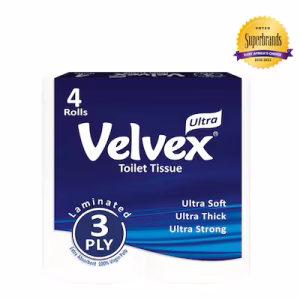Velvex 3 Ply Toilet Rolls White X 4